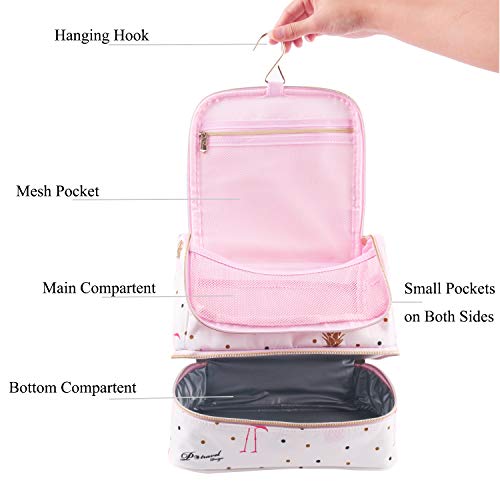 Tuscall Bolsas de Aseo Neceser de Viaje para Mujeres - Neceser para Colgar con Gancho para Hogar Vacaciones Viaje de Negocios Equipaje (Pink Flamingo)