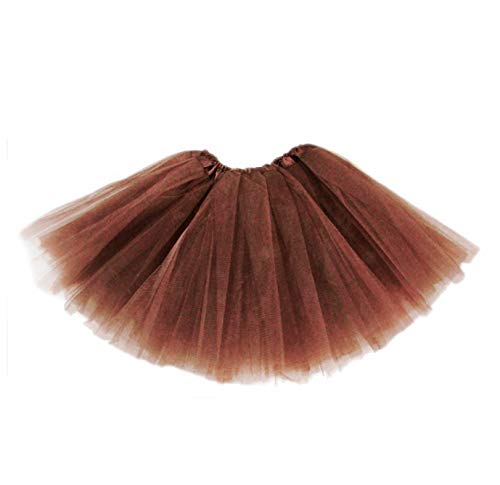 Tutu Elastico Tul 3 Capas 30 CM de Longitud para niña Bebe Distintas Colores Falda Disfraz Ballet (Marron)