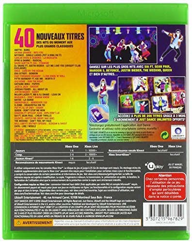 Ubisoft Just Dance 2017, Xbox One Básico Xbox One Francés vídeo - Juego (Xbox One, Xbox One, Danza, Modo multijugador, E10 + (Everyone 10 +), Soporte físico)