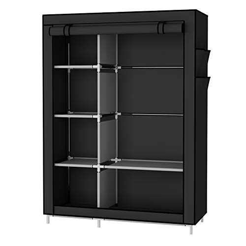 UDEAR Armario Closet Organizador Plegable para Ropa Ropero Resistente al Polvo Guardarropa Negro 105 x 45 x 170 CM