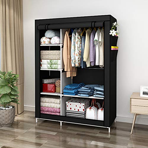 UDEAR Armario Closet Organizador Plegable para Ropa Ropero Resistente al Polvo Guardarropa Negro 105 x 45 x 170 CM