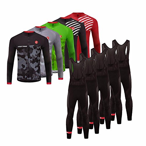 Uglyfrog 2019 Nuevo De Invierno Vellón Caliente Mantener Caliente Hombre Manga Larga Maillot Ciclismo +Bib Pantalones Sets with Gel Pad Winter Style-Dos Piezas