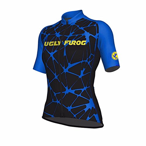 Uglyfrog Bike Wear Designs Mujer Manga Corta Ciclismo Jersey Full Zip Humedad Wicking, Transpirable Running Tops - Bike Biking Shirt de Uglyfrog