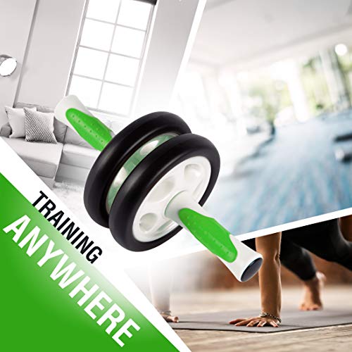 Ultrasport Aparato de abdominales AB Roller / AB Trainer con esterilla para las rodillas, ejercicios de abdominales para hombres y mujeres, rueda de abdominales multifunción, plegable