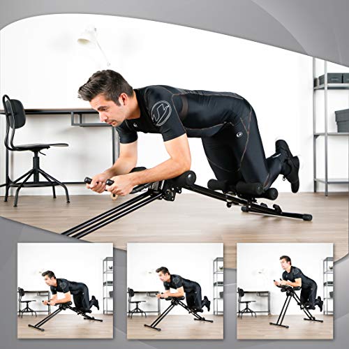 Ultrasport Ultra 150 Power AB Trainer Aparato de Abdominales, Gimnasia con Apoyo para Rodillas, máquina Plegable con Consola, Ajustable en 4 Posiciones, posicionamiento suave, Unisex, Negro