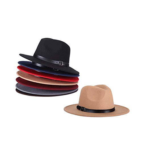 Unisex Del Sombrero De Fedora De Invierno De Ala Ancha Con La Decoración De La Correa De Cuero Del Sombrero De Panamá Para Hombres Mujeres