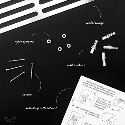 United Medals Every Little Step Counts Medalla Percha | Acero Cepillado (43cm / 48 Medallas) Soporte para Medallas Deportivas
