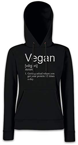 Urban Backwoods Vegan Proteines Hoodie Sudadera con Capucha para Mujer Negro Talla 2XL