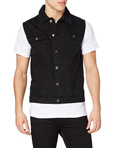 Urban Classics Denim Vest Chaleco, Negro (blackraw 12), XX-Large para Hombre