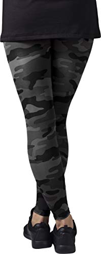 Urban Classics Mujer Leggings Camuflaje, Tanto para Vestir o como para Hacer Deporte, Mallas para Yoga, en Tonos, Talla L, Negro (Dark Camo)