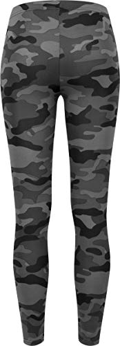 Urban Classics Mujer Leggings Camuflaje, Tanto para Vestir o como para Hacer Deporte, Mallas para Yoga, en Tonos, Talla L, Negro (Dark Camo)