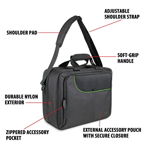 USA Gear Funda Bolsa de Transporte de Consolas Compatible con Todos los Modelos de Xbox - Correa de Hombro Acolchada y Almacenamiento de Accesorios para Controladores, Cables y Auriculares - Verde