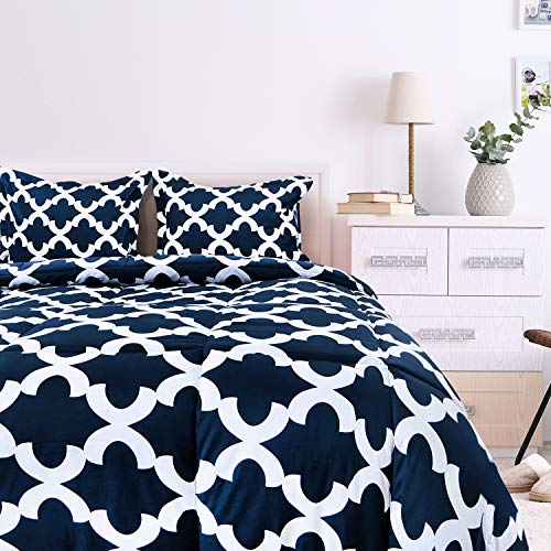 Utopia Bedding Juego de Edredón - Microfibra - Edredón Ligero con Fundas de Almohada - Primavera-Verano 200gr/m² (Cama 135/150, 230x220cm, Azul Marino)