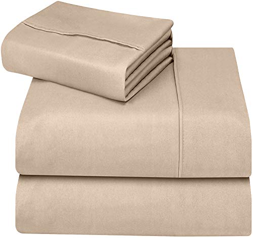 Utopia Bedding - Juego Sábanas de Cama - Microfibra Cepillada - Sábanas y 1 Funda de Almohada - (Cama 90, Beige)