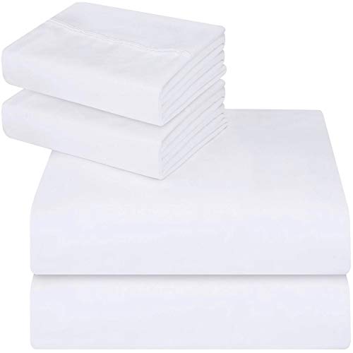 Utopia Bedding Juego Sábanas de Cama - Microfibra Cepillada - Sábanas y 2 Fundas de Almohada - (Cama 150, Blanco)