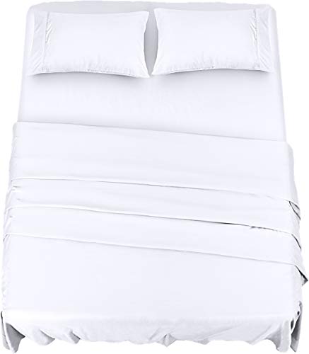 Utopia Bedding Juego Sábanas de Cama - Microfibra Cepillada - Sábanas y 2 Fundas de Almohada - (Cama 150, Blanco)