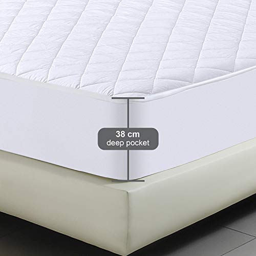 Utopia Bedding - Protector de colchón Acolchado - Microfibra - Transpirable - Funda para colchon estira hasta 38 cm de Profundidad - 150 x 200 cm, Cama 150