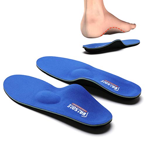 Valsole Plantillas Ortopédicas soportes de arco y talones la absorción de choque- para el dolor de talón, pie plano, Fascitis Plantar, dolor de rodilla y espalda (41-42 EU (270mm), V107B-Azul)