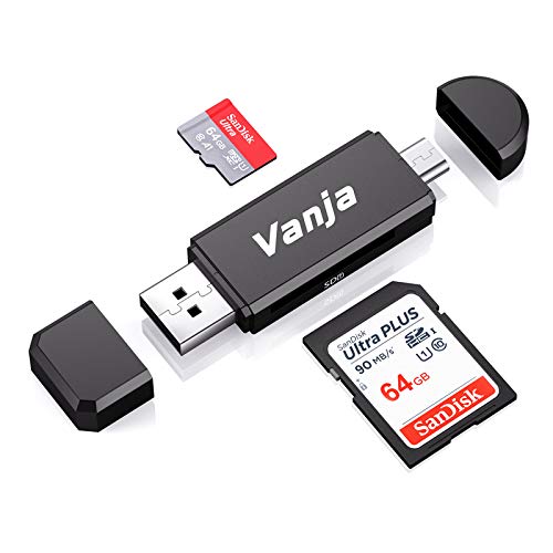 Vanja Lector de Tarjetas de Memoria SD/Micro SD, Adaptador Micro USB OTG y Lector de Tarjetas USB 2.0 para Computadora/Laptop/Tableta y Teléfono Inteligente con Función OTG