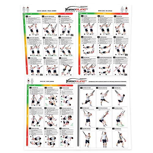 Variosling® Gran Póster/Cartel de Entrenamiento en Suspensión con 54 Ejercicios | Plan/Rutina/instrucción del Entrenamiento Funcional/Muscular | Dos Piezas (anverso y Dorso), tamaño A1