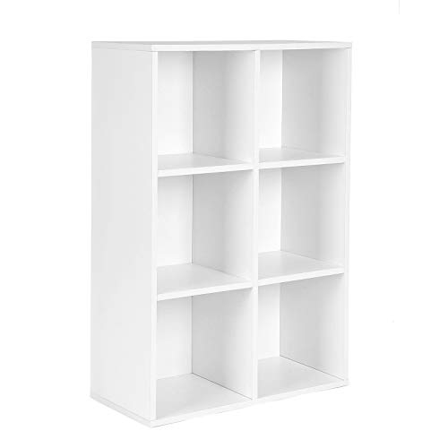 VASAGLE Librería Estantería Biblioteca con 6 Compartimentos 65,5 x 30,5 x 97,5 cm Blanco LBC203D, blanco