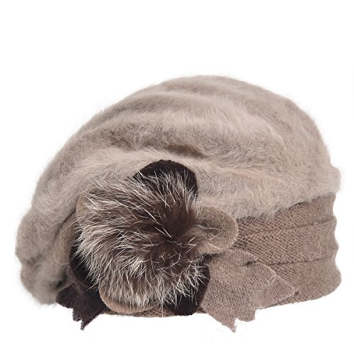 VECRY Mujeres Lana Boinas Angola Gorro Casquete Invierno Sombrero (Caqui)