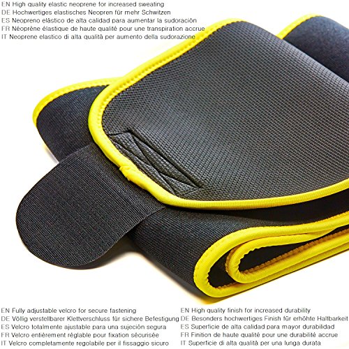 Venoka Faja Reductora de Neopreno Ajustable Hombre/Mujer Cinturón Reductor Abdominal de Sudoración Adelgazar para Cintura/Espalda/Lumbar (Amarilla, 122 x 26 CM)