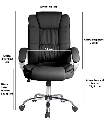 Venta Stock Confort 2 - Sillón de Oficina elevable y reclinable, Piel sintética, Color Blanco