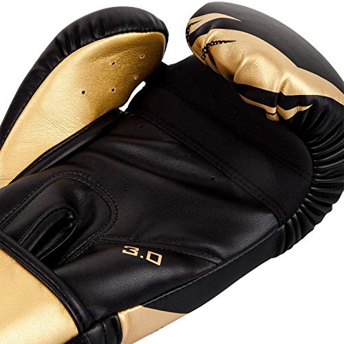 VENUM Challenger 3.0 Guantes de Boxeo, Unisex Adulto, Negro/Dorado, 12 Oz