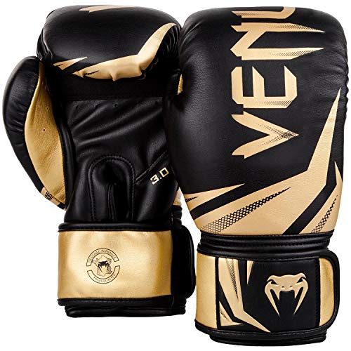 VENUM Challenger 3.0 Guantes de Boxeo, Unisex Adulto, Negro/Dorado, 12 Oz