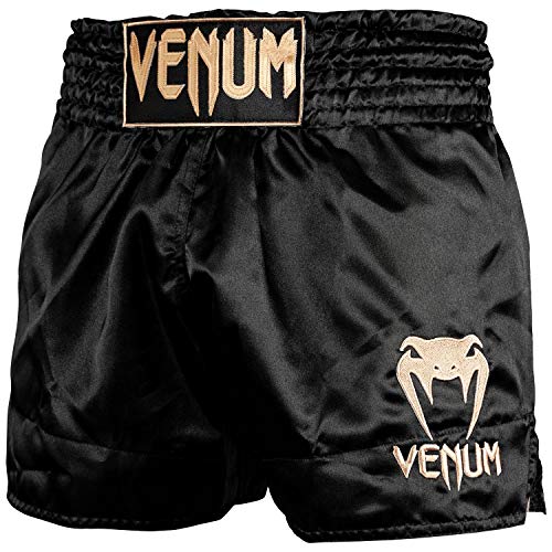 VENUM Classic Pantalones Cortos De Muay Thai, Unisex Adulto, Negro/Dorado, S