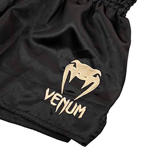 VENUM Classic Pantalones Cortos De Muay Thai, Unisex Adulto, Negro/Dorado, S