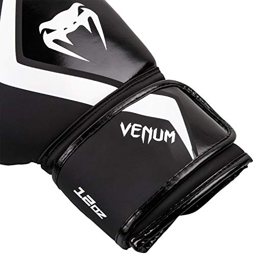 VENUM Contender 2.0 Guantes de Boxeo, Unisex Adulto, Negro/Gris-Blanco, 14 Oz