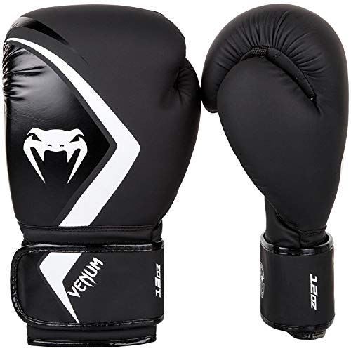 VENUM Contender 2.0 Guantes de Boxeo, Unisex Adulto, Negro/Gris-Blanco, 14 Oz