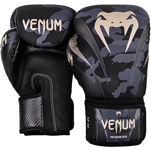 Venum Impact Guantes de Boxeo, Muay thaï, Kick boxing, Camuflaje Oscuro / Arena, 12 Oz