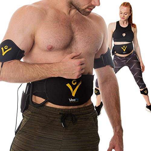 VeoFit Cinturon Abdominal Electroestimulacion EMS Pro –Cinturon vibrador Adelgazante para Abdominales, Brazos,Muslos, Pierna y Gluteas – Hombre y Mujer – Incluye Guía Fitness y Funda