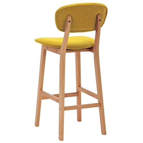 vidaXL 2X Taburetes de Cocina Casa Pub Barra Bistró Restaurante Asiento con Reposapiés Respaldo Silla Alta de Bar Mostrador Tela Amarillo Mostaza