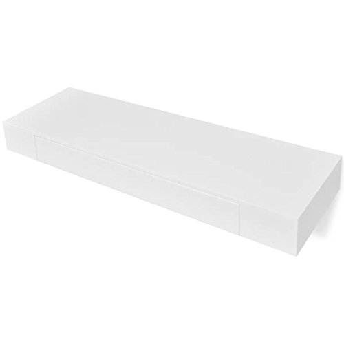 vidaXL Estantería suspendida de Tablero MDF Blanco con un cajón para Libros/DVDs