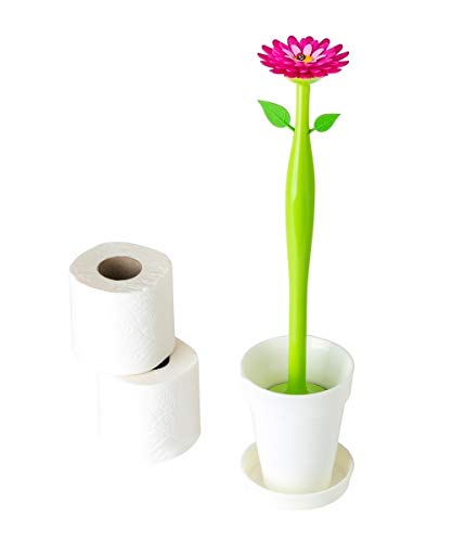 Vigar Flower Power Set Escobillero WC, Blanco, 12 x 12 x 48.5 cm