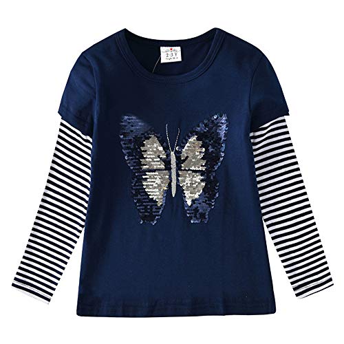 VIKITA Manga Larga Algodón Camisetas T-Shirt Niñas L5760 3T