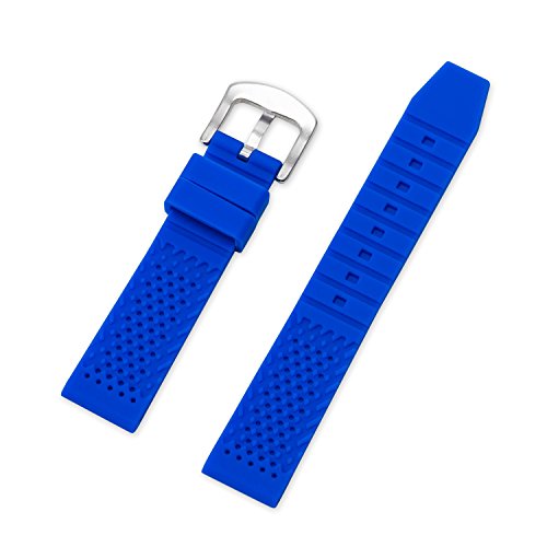 Vinband Correa Reloj Calidad Alta Recambios Correa Relojes Caucho - 16mm, 18mm, 20mm, 22mm, 24mm Silicona Correa Reloj con Hebilla de Acero Inoxidable Cepillado (16mm, Azul)