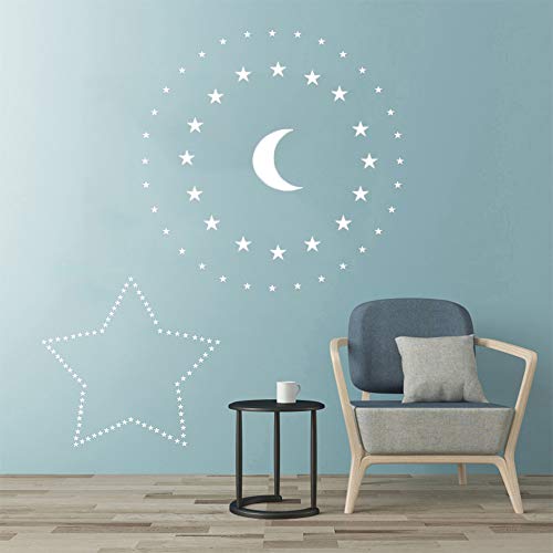 Vinilo adhesivo de pared con luna y estrellas, extraíble para niños, decoración de habitación de bebé, decoración de habitación de bebé, decoración de pared para el hogar, casa, dormitorio