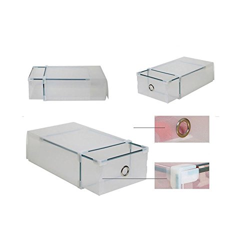 Vinteky 10x Cajas de Zapatos Plegables de Plástico, Cajas para Zapatos Transparente Plástico, Caja para Guardar Zapatos, Calcetines, Juguetes, Cinturones para la Organización de su Hogar, Oficina