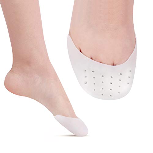 VORCOOL 2 Pares de Gel de sílice Ballet Pointe Zapatillas de Baile Zapatillas Tacones Altos Toe Cap Protector con Agujeros (Color de Piel y Blanco)