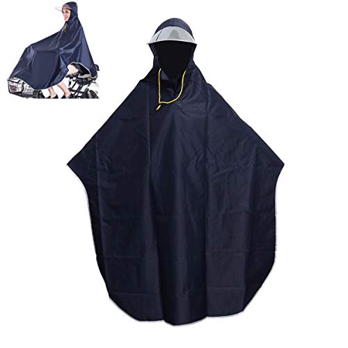 VORCOOL - Poncho con capucha para hombre y mujer, para bicicleta, impermeable, resistente al viento, resistente al viento, con tapa transparente (azul marino)