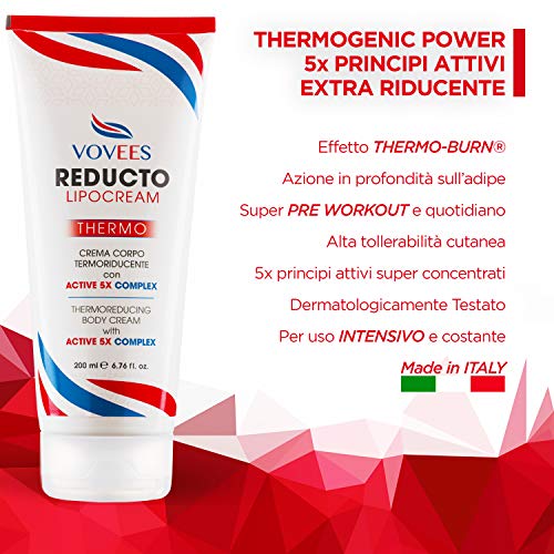 VOVEES Reducto Lipocream - Crema termogénica anticelulítica - Quemador de grasa y adelgazante - 200ml