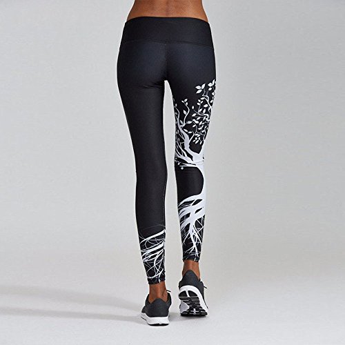 VPASS Mujer Pantalones,Elásticos Arbol Impresión Pantalones de Yoga Mujer Fitness Mallas Gym Yoga Slim Fit Pantalones Largos Pantalones Leggings Cintura Alta Deportivos Running Pantalon