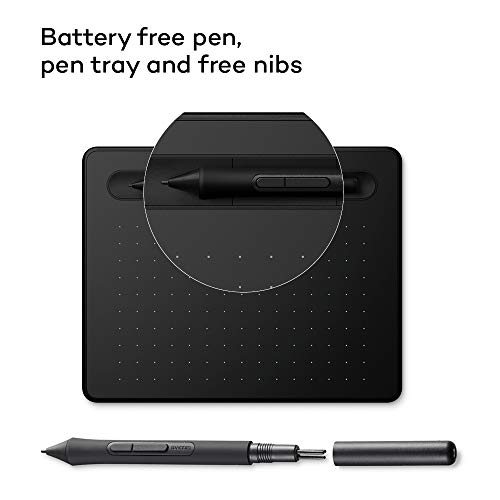 Wacom Intuos S Tableta Gráfica Bluetooth para pintar, dibujar, editar fotos con 2 softwares creativos incluidos para descargar, Windows & Mac, óptima para la educación en línea y el teletrabajo, negra