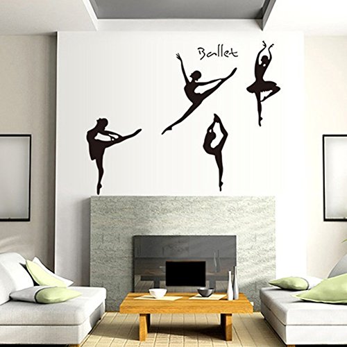 Wallpark Ballet Bailarín Bailarina Silueta Desmontable Pegatinas de Pared Etiqueta de la Pared, Sala Dormitorio Hogar Decorativas Adhesivas DIY Arte Murales