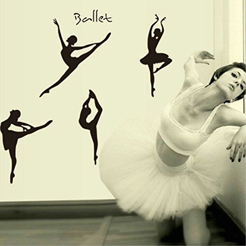 Wallpark Ballet Bailarín Bailarina Silueta Desmontable Pegatinas de Pared Etiqueta de la Pared, Sala Dormitorio Hogar Decorativas Adhesivas DIY Arte Murales